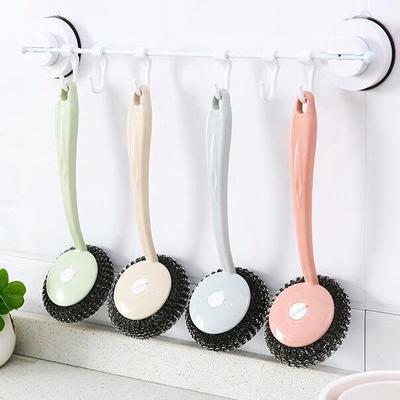 Decontamination long handle steel ball wash dishes brush household kitchen cleaning ball